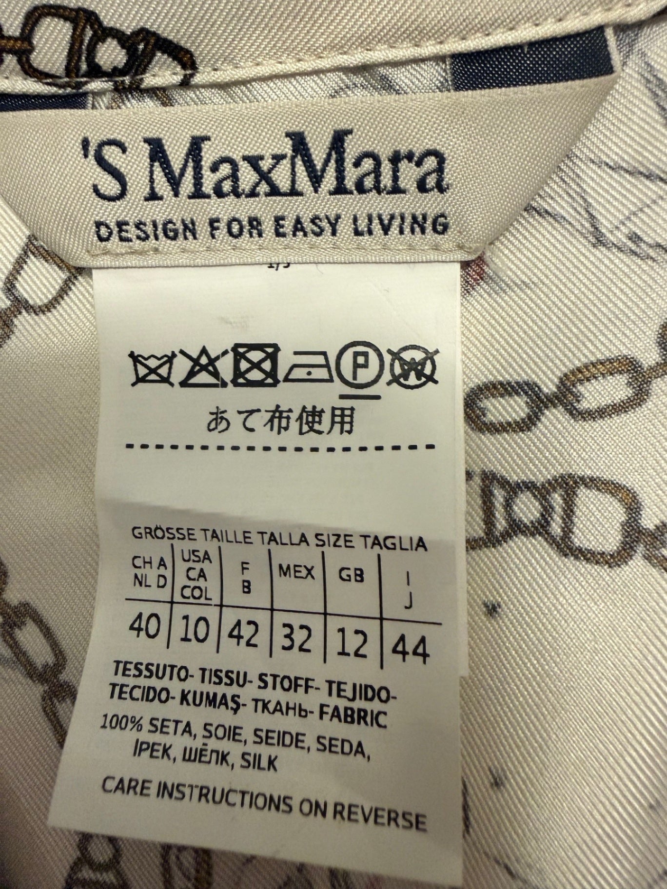 S' MAX MARA | Seidenbluse | Gr. 40 | Elfenbein, Schwarz