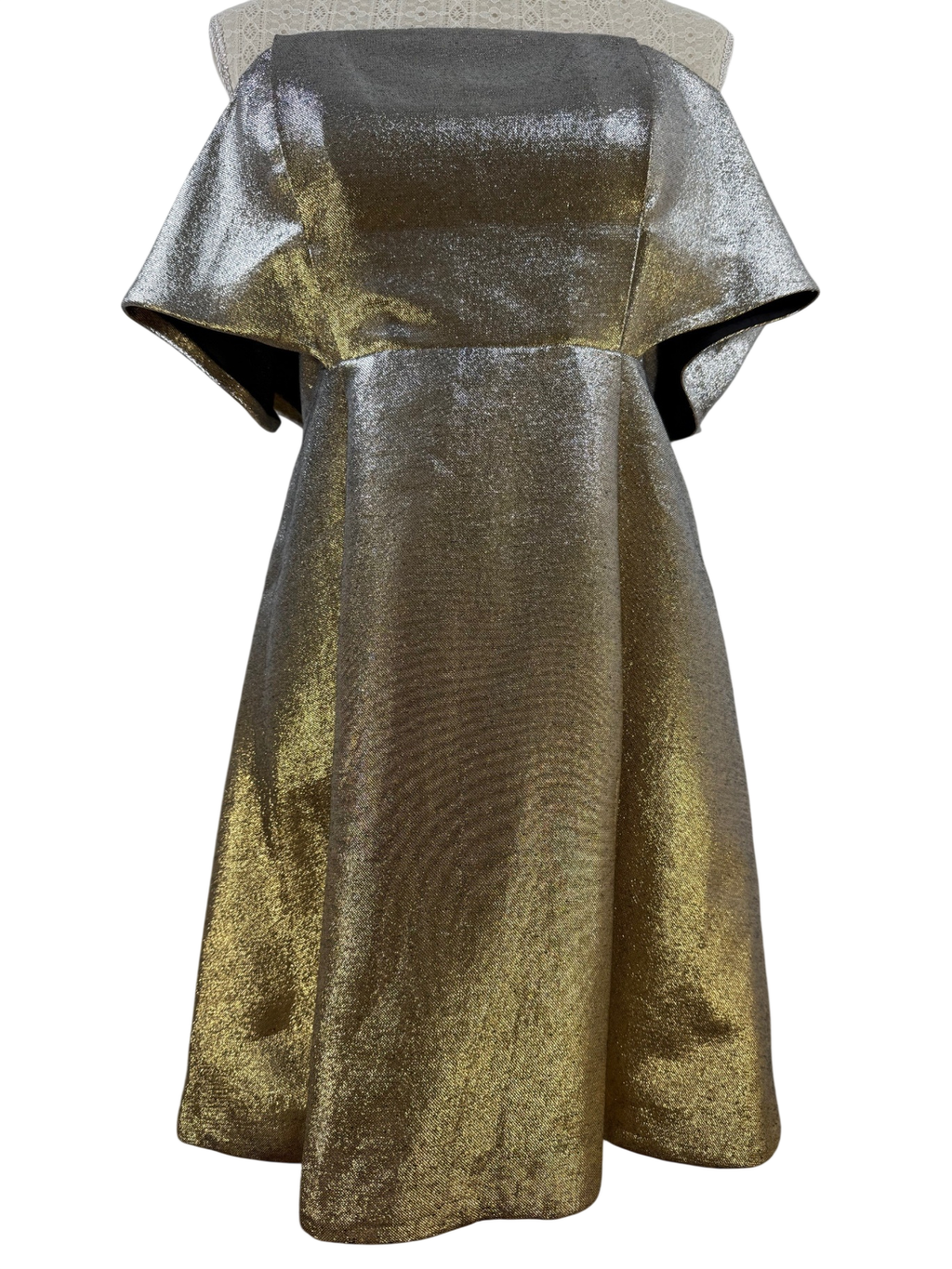 SANDRO PARIS | Cocktailkleid | Gr. 3 (ca. 38) | Gold, Silber Metallic