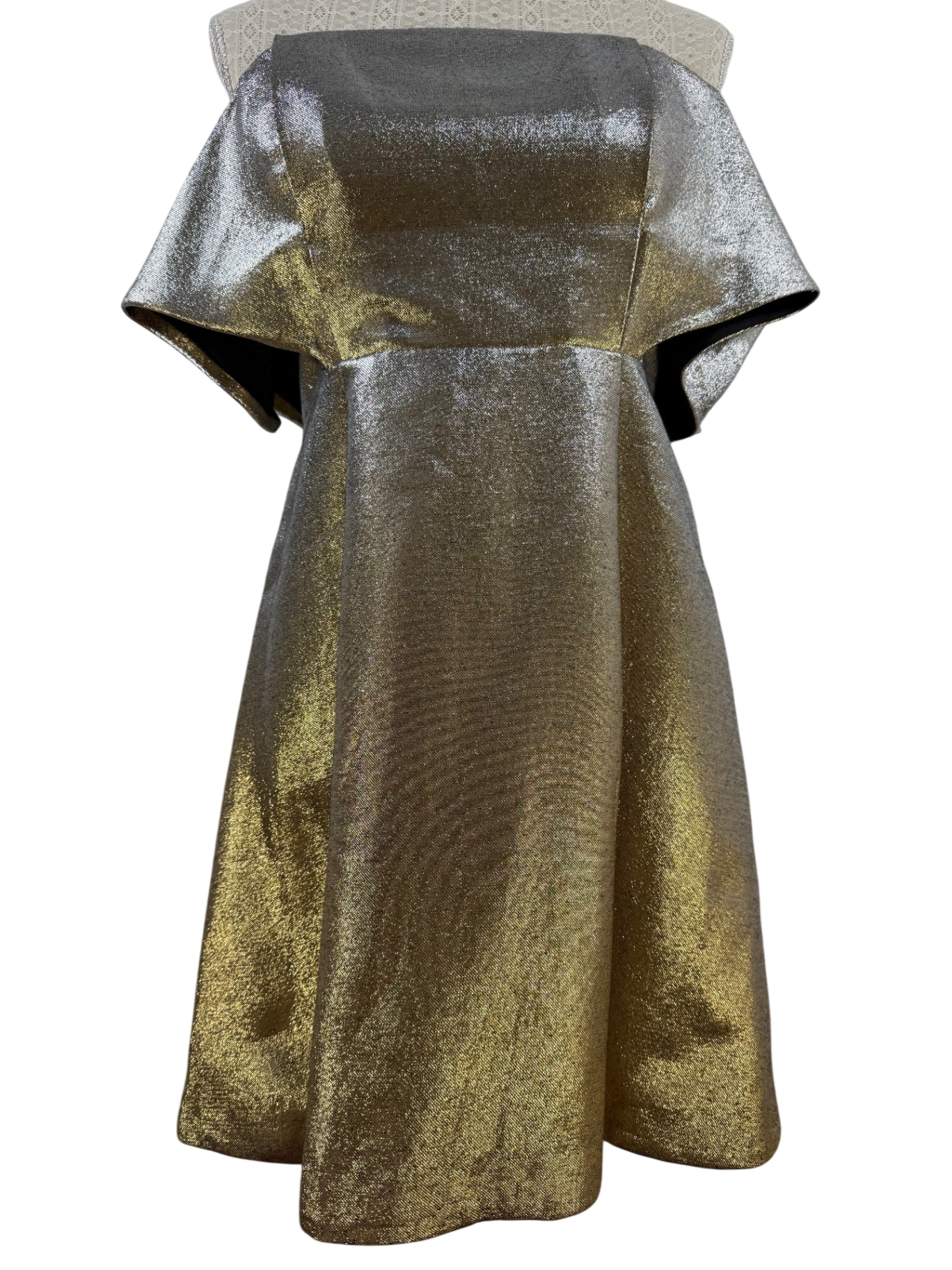 SANDRO PARIS | Cocktailkleid | Gr. 3 (ca. 38) | Gold, Silber Metallic