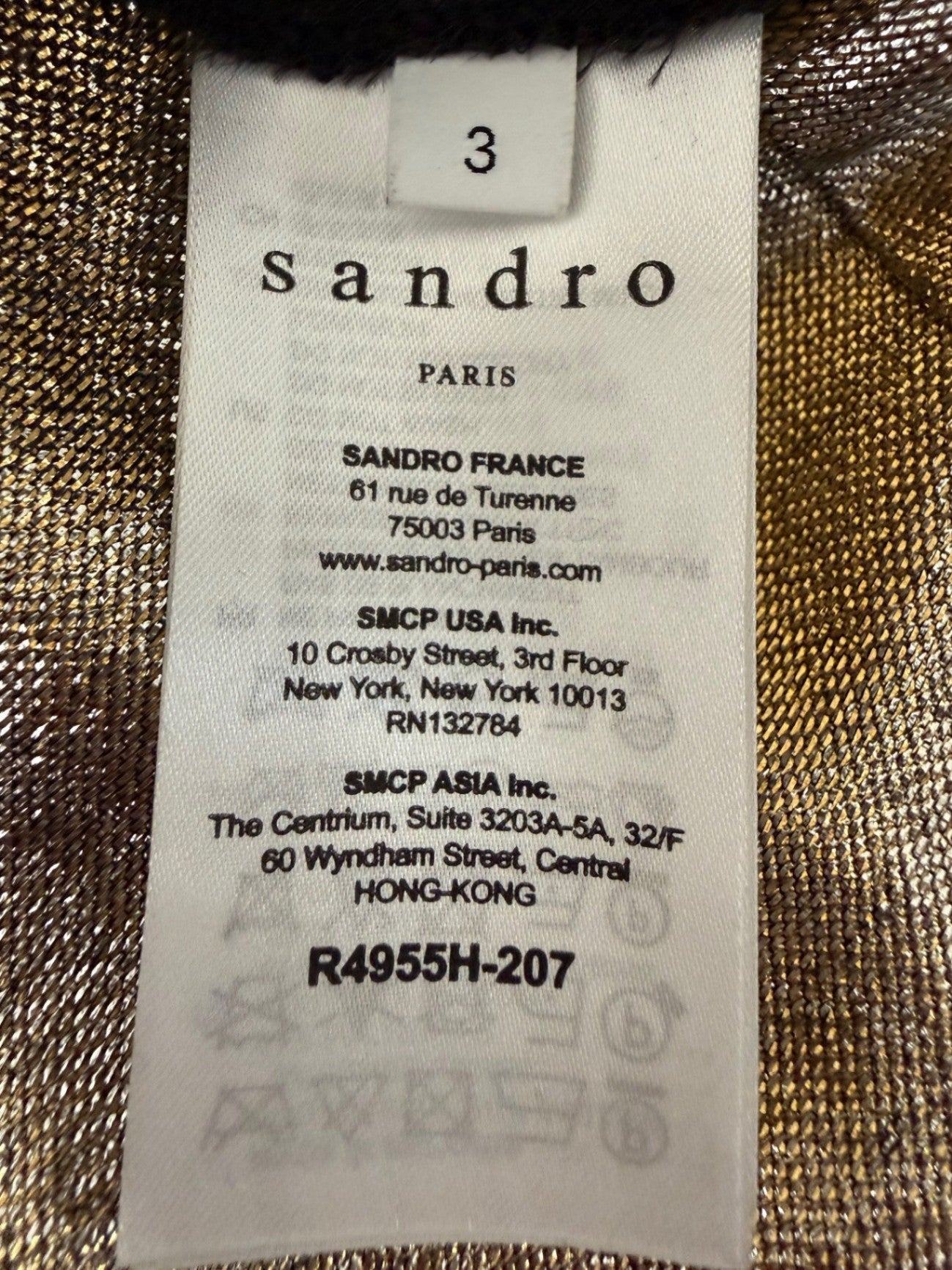 SANDRO PARIS | Cocktailkleid | Gr. 3 (ca. 38) | Gold, Silber Metallic