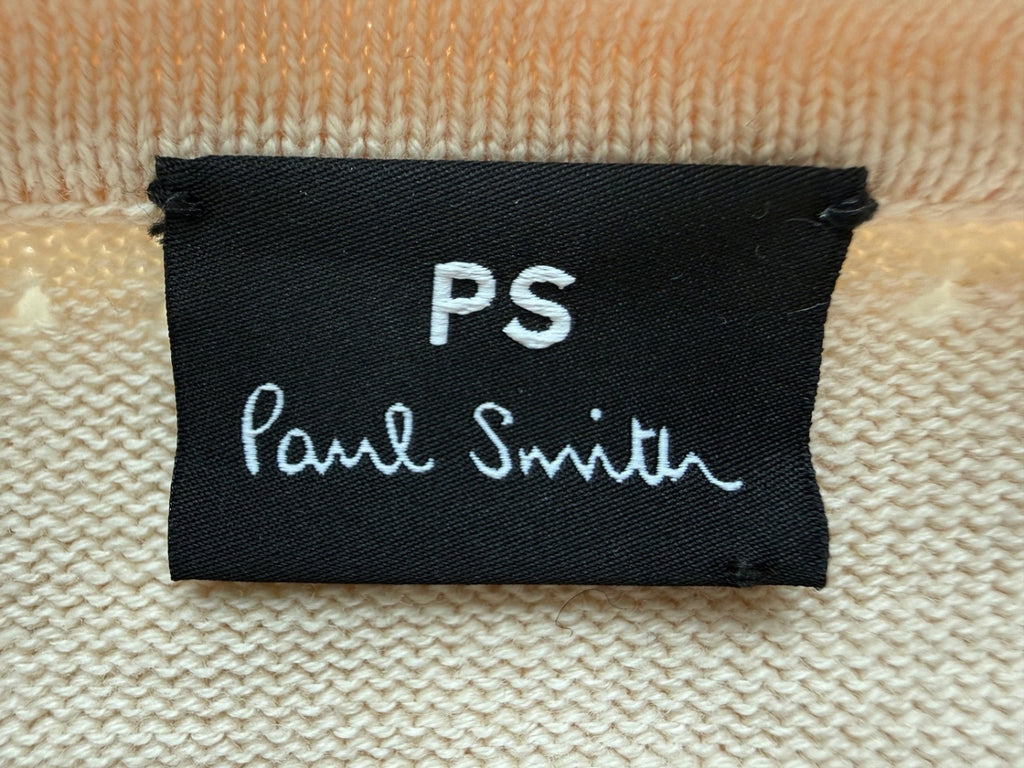 PS PAUL SMITH | Strickpullover mit Häkel-Früchte-Applikationen | Gr. L | Cremeweiß