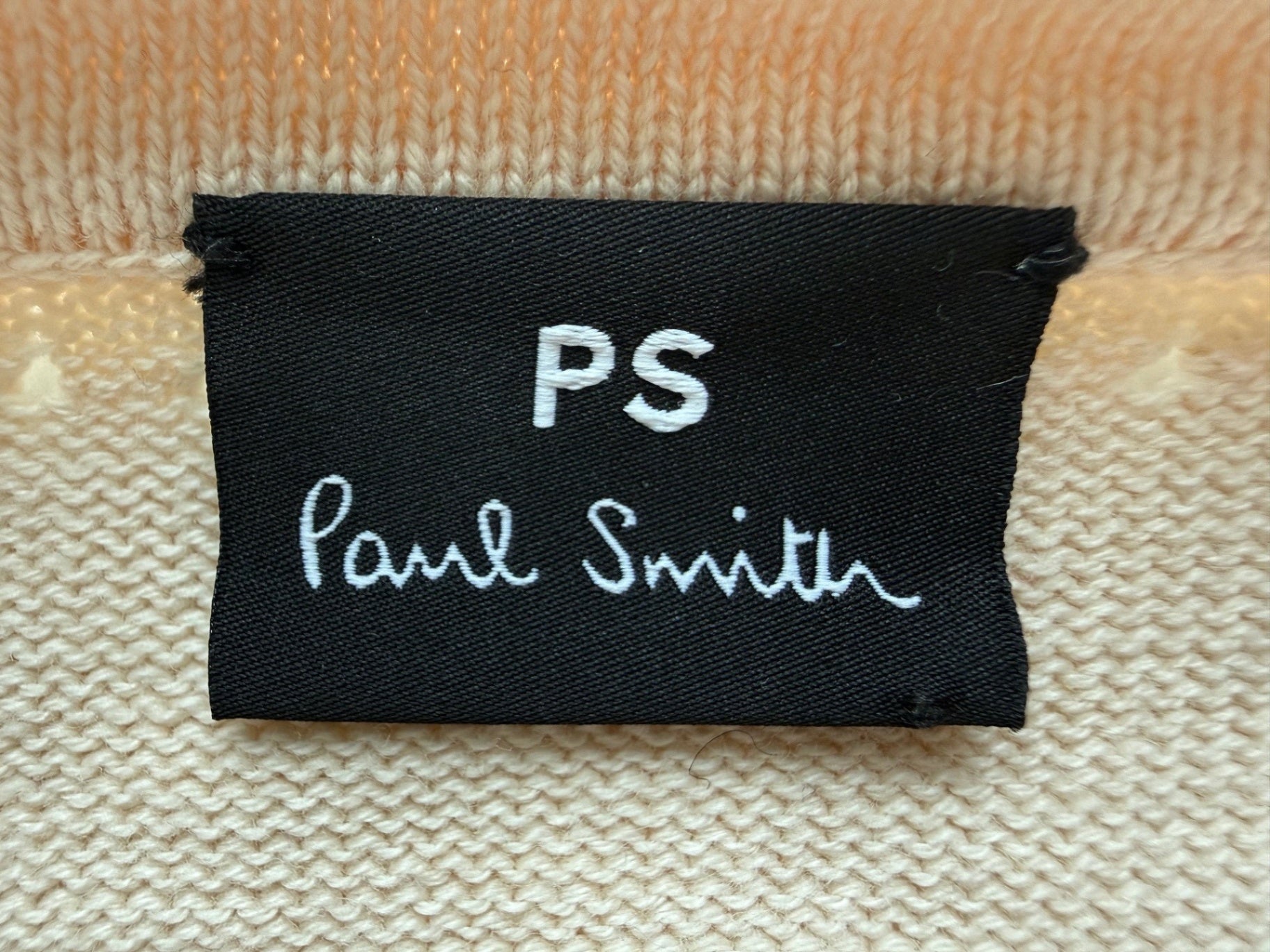 PS PAUL SMITH | Strickpullover mit Häkel-Früchte-Applikationen | Gr. L | Cremeweiß