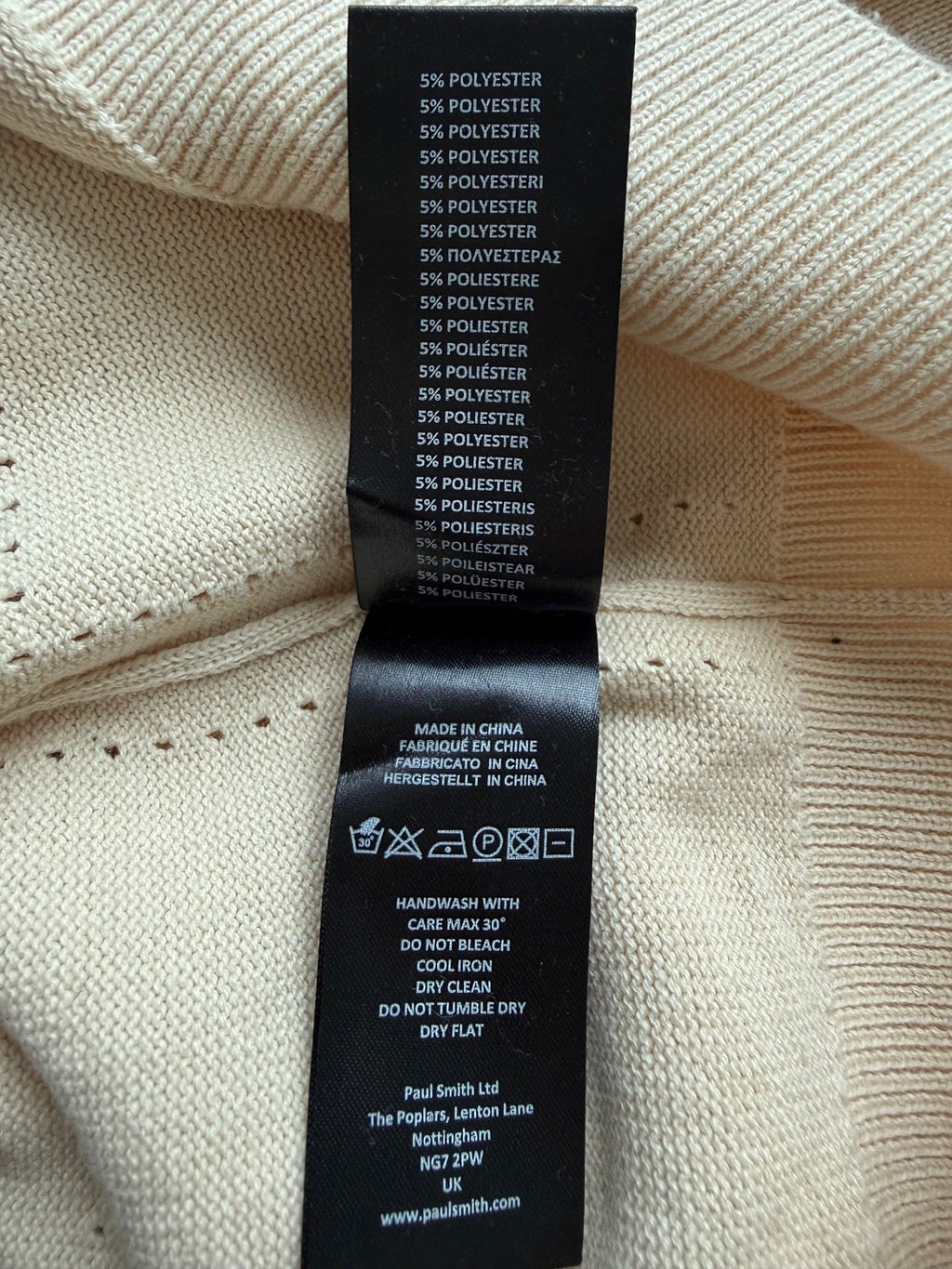 PS PAUL SMITH | Strickpullover mit Häkel-Früchte-Applikationen | Gr. L | Cremeweiß