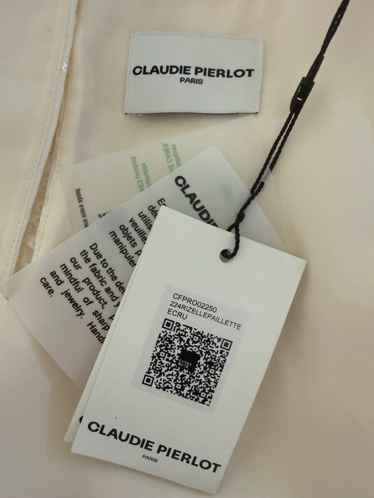 CLAUDIE PIERLOT | Pailletten-Kleid | Gr. M (38/40) |Écru