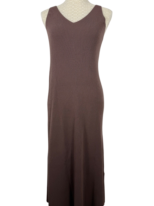 BY AYLIN KÖNIG | Geripptes Midi-Trägerkleid | Gr. XL | Mauve-Braun