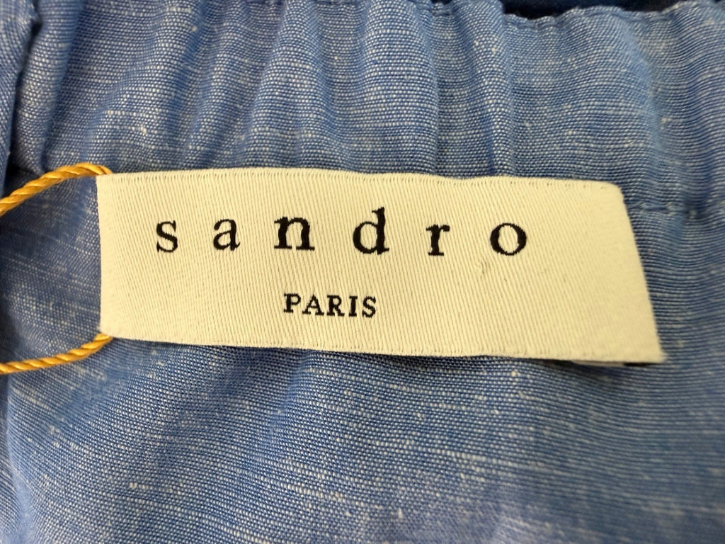 SANDRO PARIS | Mini-Kleid Bi-Color mit Puffärmeln |  Gr. 36/38 | Navy & Denim-Blau