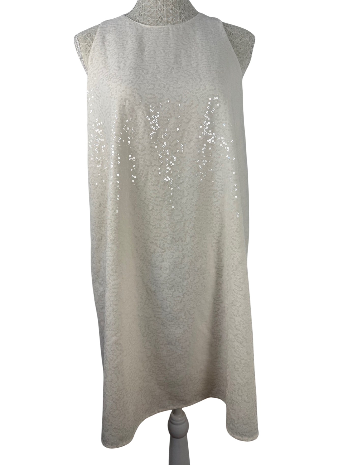CLAUDIE PIERLOT | Pailletten-Kleid | Gr. M (38/40) |Écru