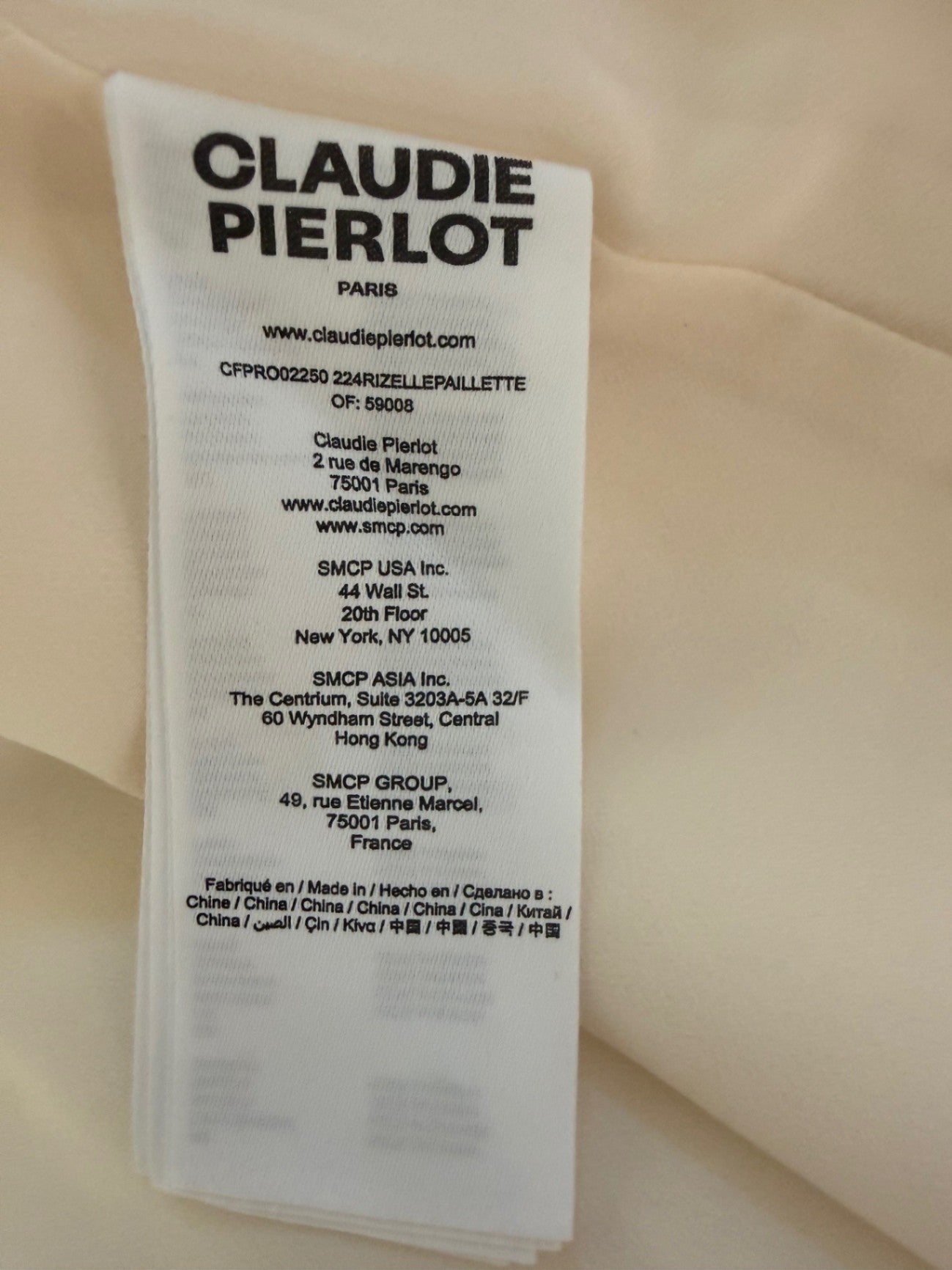 CLAUDIE PIERLOT | Pailletten-Kleid | Gr. M (38/40) |Écru