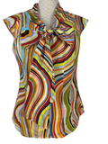 PAUL SMITH | Ärmellose Bluse mit Schleife | Gr. 38 - 40 | Iconic Swirl-Print