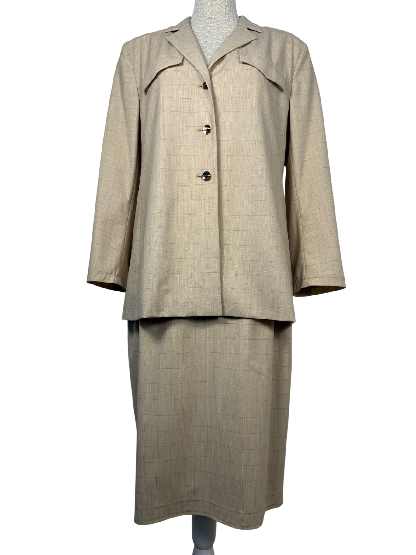 ESCADA | Kostüm Blazer & Bleistiftrock | Gr. 38 | Sandbeige