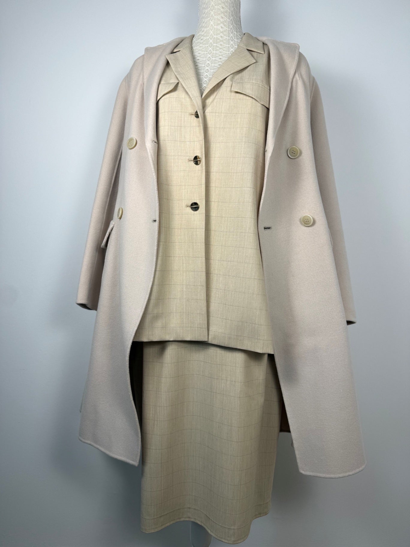 ESCADA | Kostüm Blazer & Bleistiftrock | Gr. 38 | Sandbeige
