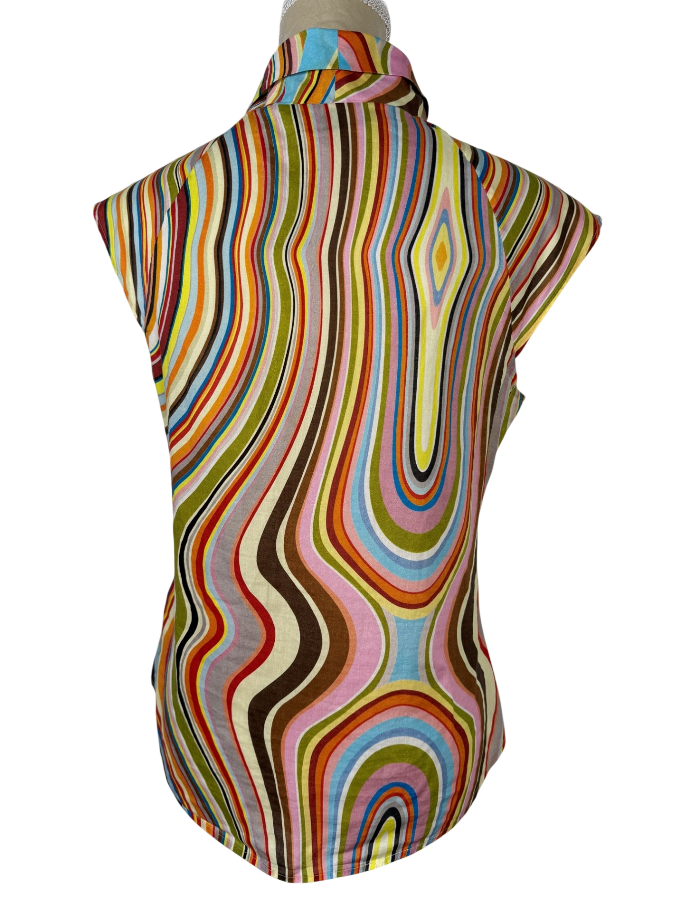 PAUL SMITH | Ärmellose Bluse mit Schleife | Gr. 38 - 40 | Iconic Swirl-Print