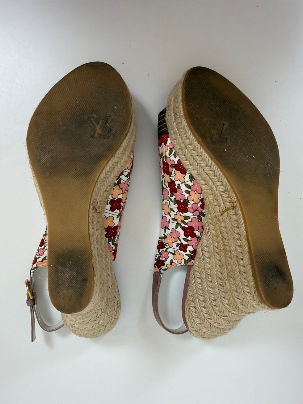 LOUIS VUITTON | Espadrille-Wedge-Sandale | Gr. 37,5 | Floral, Rosa, Multicolor