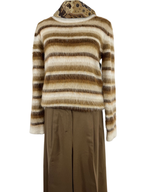 MAX MARA | Mohair-Pullover gestreift | Gr. XL | Creme, Camel, Braun