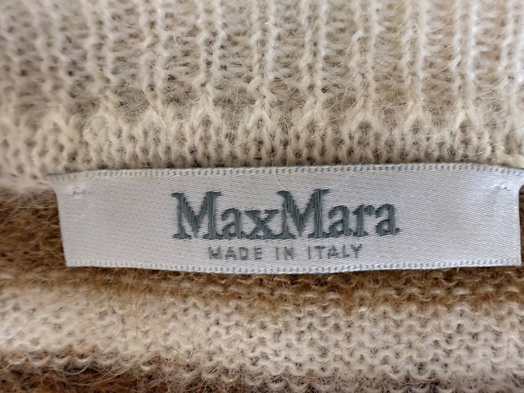 MAX MARA | Mohair-Pullover gestreift | Gr. XL | Creme, Camel, Braun