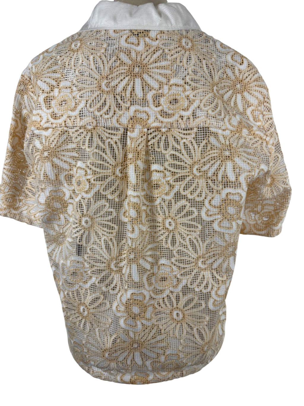 SANDRO PARIS | Spitzenbluse | Gr. 3 (DE 38) | Creme, Gold