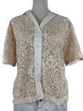 SANDRO PARIS | Spitzenbluse | Gr. 3 (DE 38) | Creme, Gold