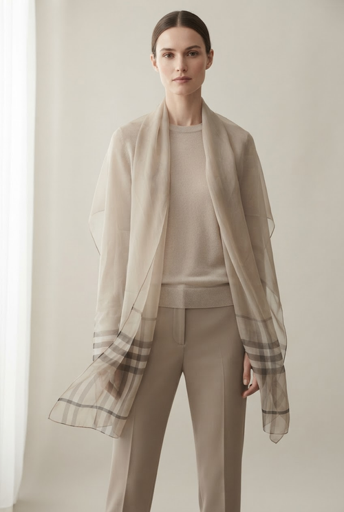 BURBERRY Schal / Stola aus transparentem Seidenchiffon