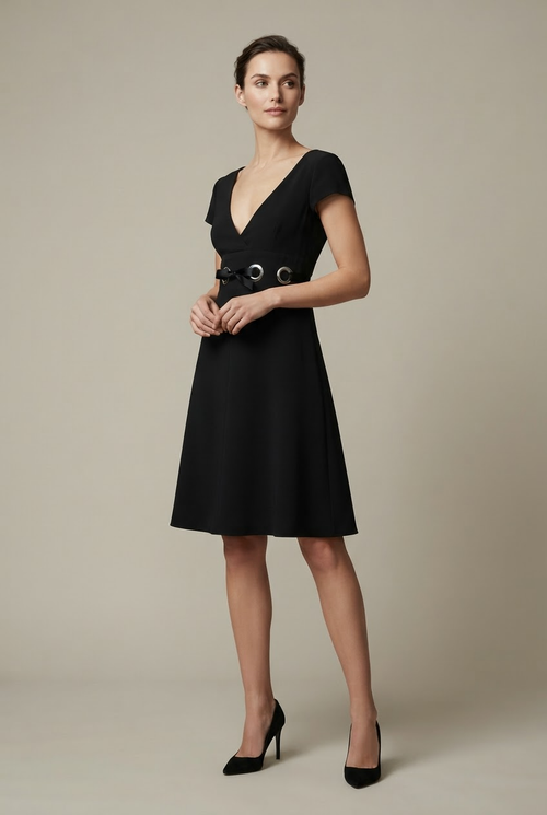 CHLOÈ Kleid mit Leder-Bindegürtel Gr. 36 (DE)