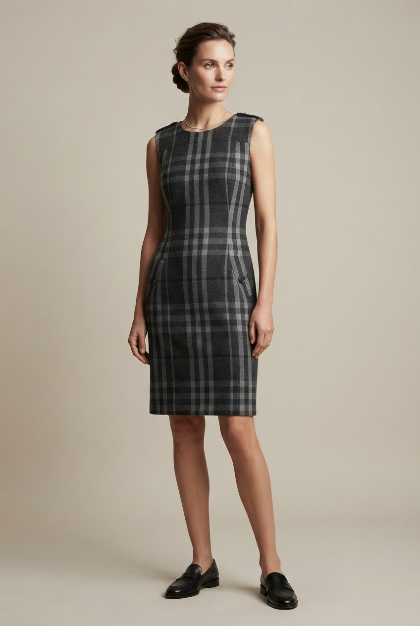 Burberry London | Kleid | IT 44 |Grau, Schwarz, Weiß