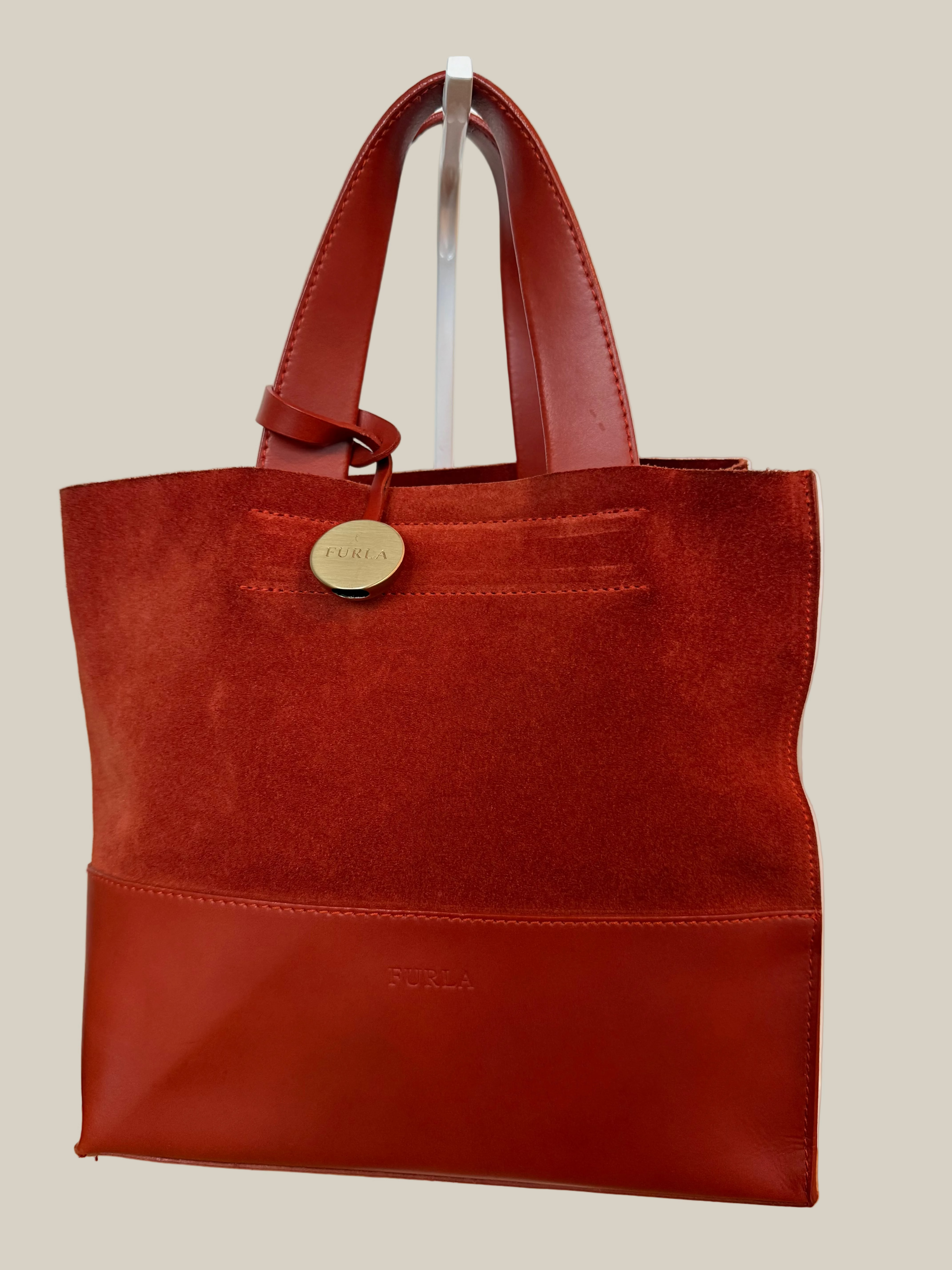 Furla_Tote_Rostbraun_ Second Hand Leder Mix