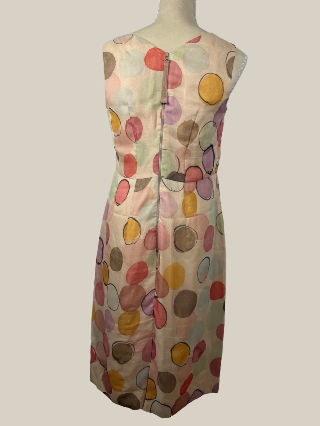 Luis Cerano | Kleid | 40 |Beige, bunt (mit buntem Kreisprint)