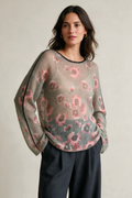 Marc Cain durchsichtiger Mohair-Pullover mit Blumenmuster, Gr. M