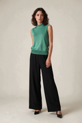 M Missoni Strick-Top mit Stehkragen, Lurex Grün, Gr. 34