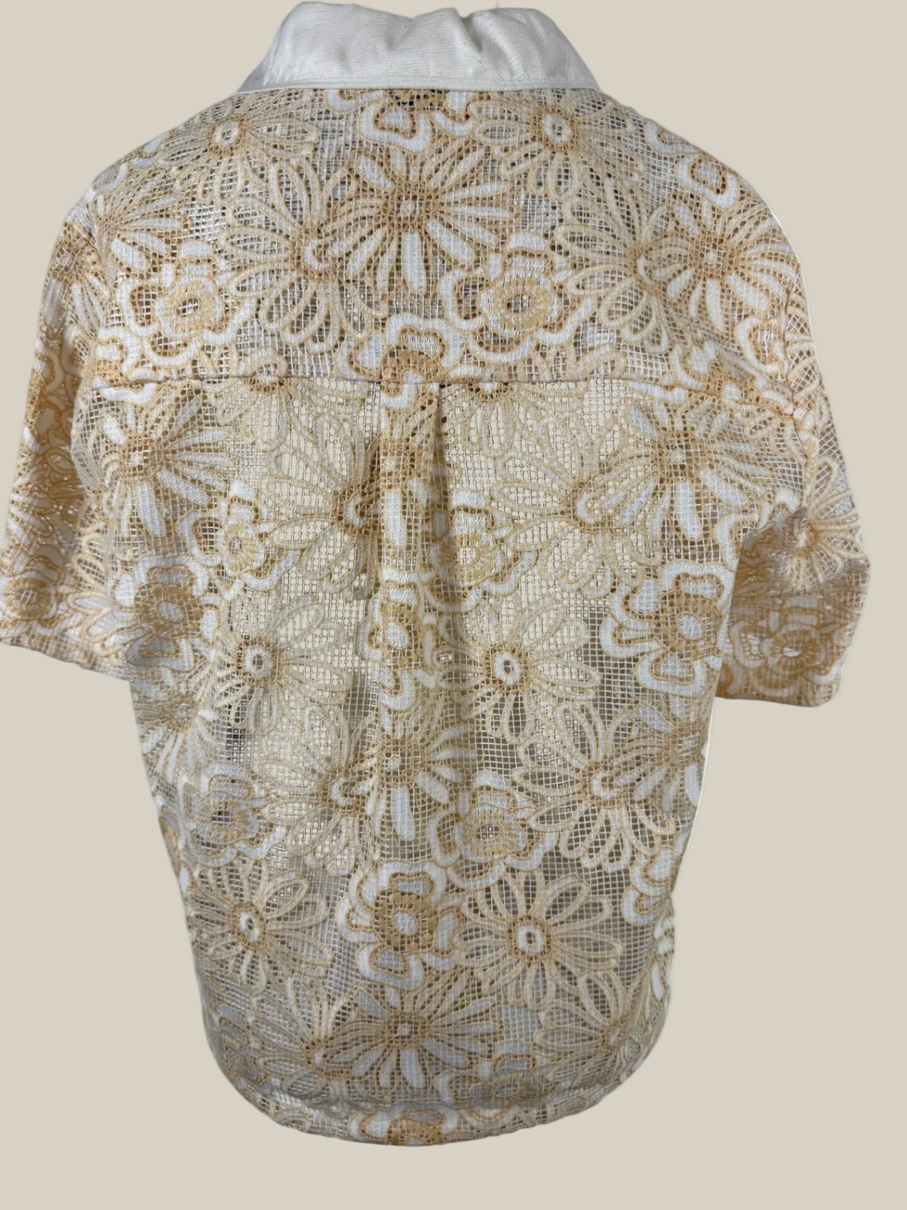 SANDRO PARIS | Spitzenbluse | Gr. 3 (DE 38) | Creme, Gold