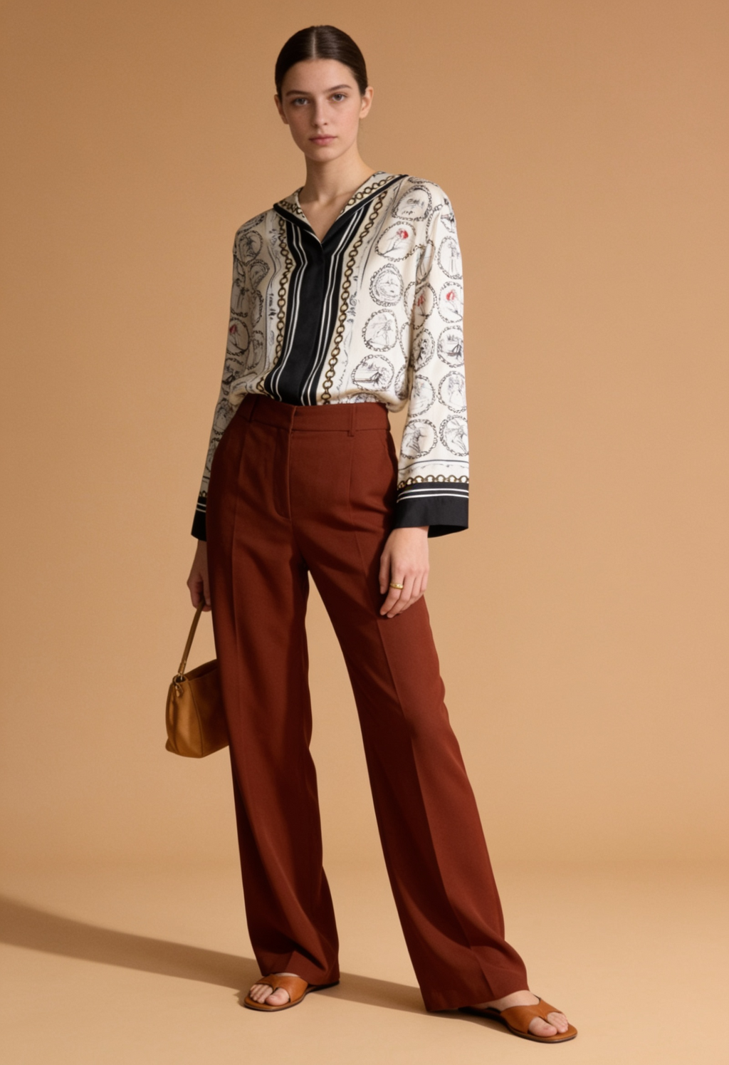 S' MAX MARA | Seidenbluse | Gr. 40 | Elfenbein, Schwarz