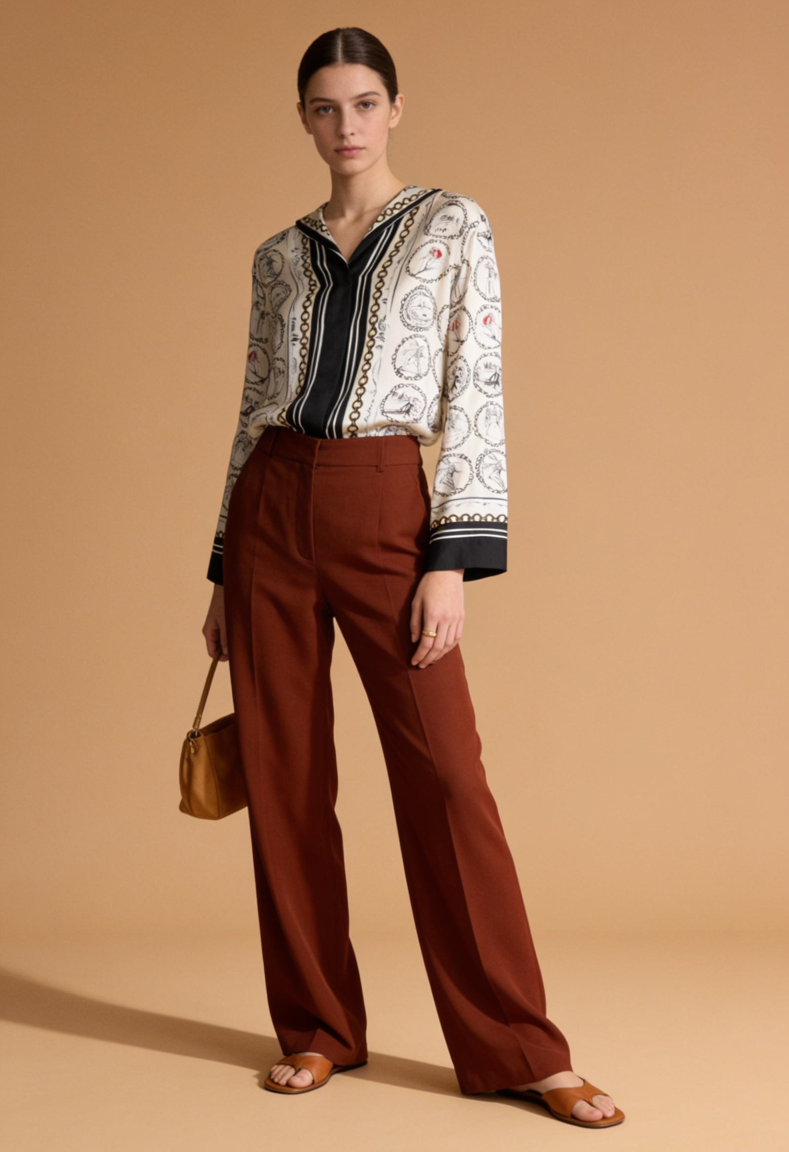 S' MAX MARA | Seidenbluse | Gr. 40 | Elfenbein, Schwarz